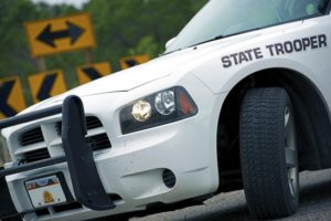 Police Cruiser State Trooper on a Highway. United States of America Police.